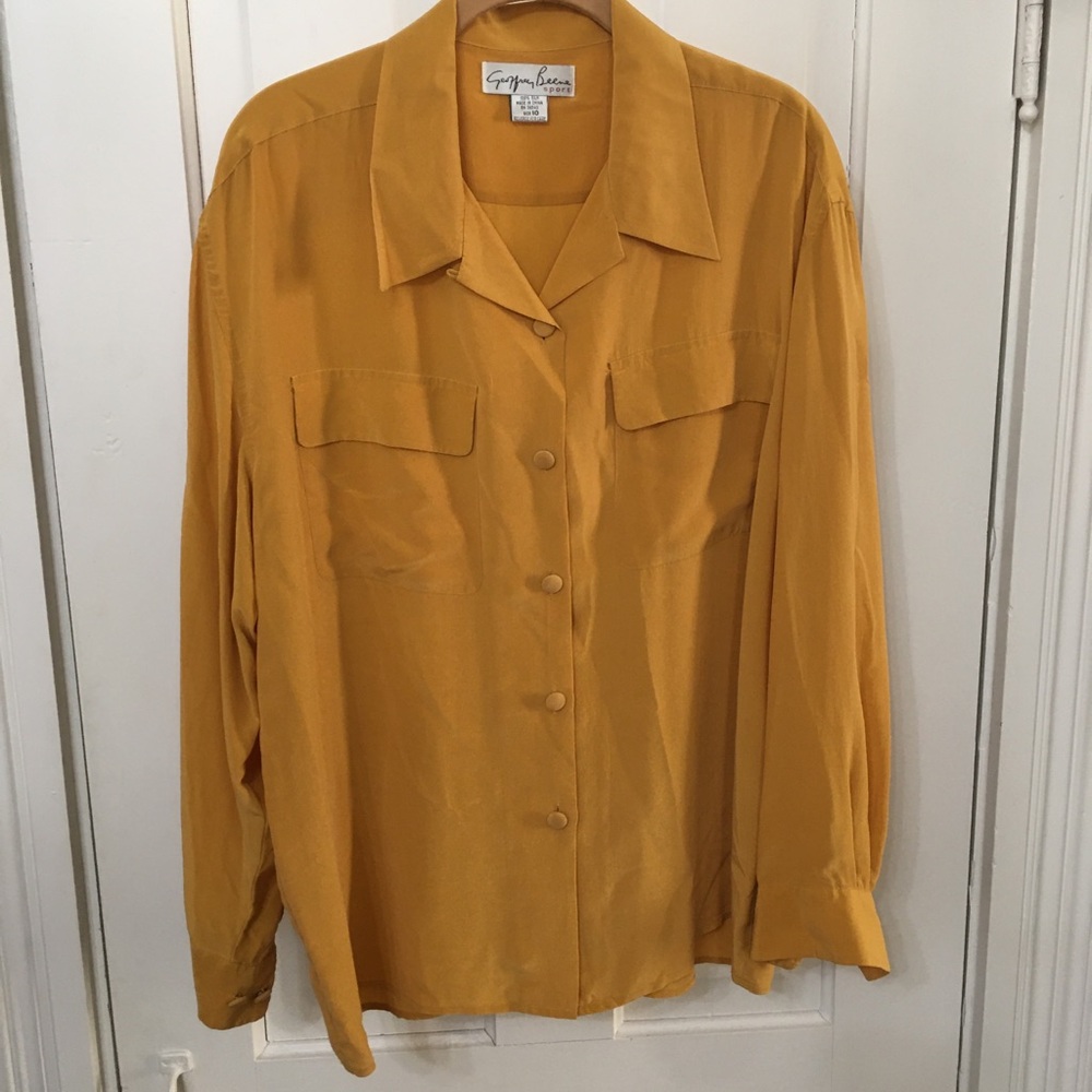Geoffrey Beene Mustard Button-Up Blouse